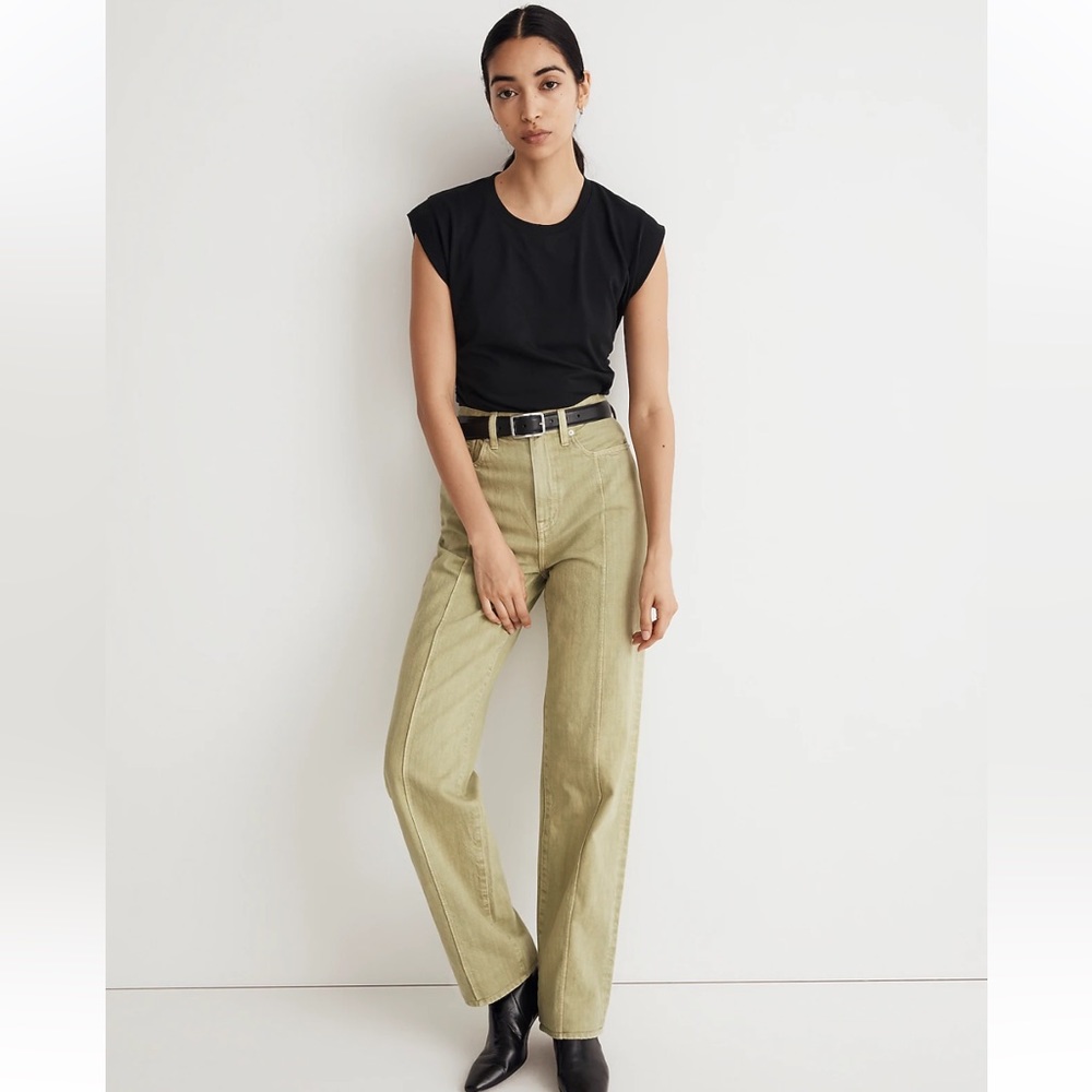 NWT Madewell High Waisted Baggy Straight Jeans in Artichoke Size 24